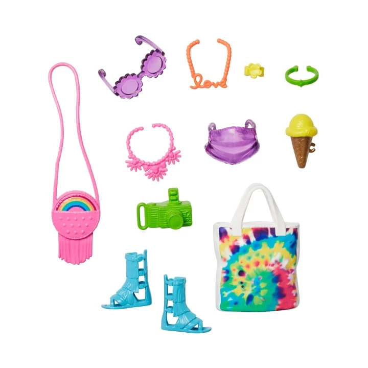 Barbie Doll Accessories Neon Festival Pack Shoes Bags Sunglasses Necklaces Bracelets Camera Mask 1 Barbie Doll Accessories Neon Festival Pack Shoes Bags Sunglasses Necklaces Bracelets Camera Mask