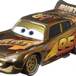 Disney Pixar Cars Golden Lightning McQueen Metal Race Car 1:55 Scale