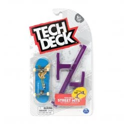 Spin Master Tech Deck Street Hits 2021 Series Enjoi Skateboards Chopsticks Panda Blue Complete Fingerboard And Purple Flat Bar Obstacle