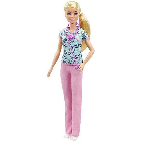 Barbie Nurse Blonde Doll (12-In/30.40-cm) With Scrubs Featuring A Medical Tool Print Top & Pink Pants, White Shoes & Stethoscopeaccessory, Great Gift For Ages 3 Years Old & Up 1 Barbie Nurse Blonde Doll (12-In/30.40-cm) With Scrubs Featuring A Medical Tool Print Top & Pink Pants, White Shoes & Stethoscopeaccessory, Great Gift For Ages 3 Years Old & Up