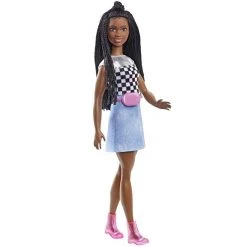 Barbie Doll (11.5-in, Brunette Braided Hair) Wearing Shimmery Top, Skirt & Accessories, Gift For 3 To 7 Year Olds Mattel