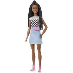 Barbie Doll (11.5-in, Brunette Braided Hair) Wearing Shimmery Top, Skirt & Accessories, Gift For 3 To 7 Year Olds Mattel
