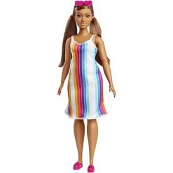 Barbie Loves The Ocean Beach-Themed Doll (11.5-inch Curvy Brunette), Made From Recycled Plastics, Wearing Fashion & Accessories, Gift For 3 To 7 Year Olds