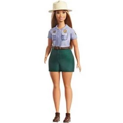 Barbie 12-in/30.40-cm Blonde Curvy Park Ranger Doll With Ranger Outfit Including Denim Shirt, Green Khaki Shorts, Brown Belt, Brown Boots & Straw Hat; For Ages 3 Years Old & Up