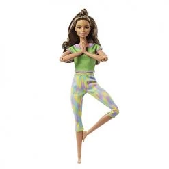 Barbie Made To Move Doll With 22 Flexible Joints Long Wavy Brunette Hair Wearing Athleisure-Wear