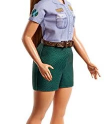 Barbie 12-in/30.40-cm Blonde Curvy Park Ranger Doll With Ranger Outfit Including Denim Shirt, Green Khaki Shorts, Brown Belt, Brown Boots & Straw Hat; For Ages 3 Years Old & Up