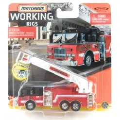 Matchbox Working Rigs B. Comthax County Fire Department Pierce Velocity Aerial Platform Fire Truck, Red & Black