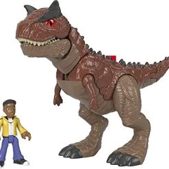 Imaginext Fisher-Price Jurassic World Camp Cretaceous Carnotaurus Toro Dinosaur & Darius Figure Set For Preschool Kids Ages 3-8 Years