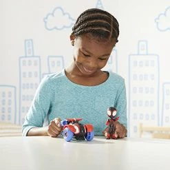 Marvel Spidey And His Amazing Friends Miles Morales Action Figure And Techno-Racer Vehicle, For Kids Ages 3 And Up