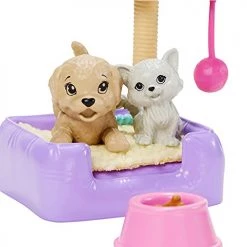 Barbie Doll Pet Theme Accessory Set - Storytelling Adventure Series ~ Pair With Dollhouse Or Stand Alone Play ~ Puppy, Kitten, Scratching Post, Dog Bed, Toys And More Mattel