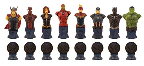 USAOPOLY Marvel Collector's Chess Set | Custom Sculpted Chess Pieces Marvel Superheros & Villains | Iron Man & Thanos As King | Captain Marvel & Hella As Queen | Officially Licensed Marvel Chess Set 3 USAOPOLY Marvel Collector's Chess Set | Custom Sculpted Chess Pieces Marvel Superheros & Villains | Iron Man & Thanos As King | Captain Marvel & Hella As Queen | Officially Licensed Marvel Chess Set