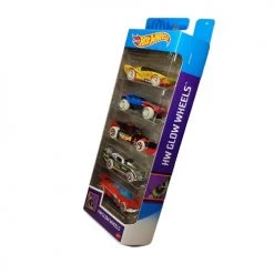 Hot Wheels Diecast Glow Wheels 5-Pack (Street Shakers, Dune-A-Soar, Aristo Rat, Maximum Leeway, Gazella R) Mattel