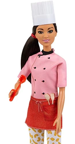 Barbie Pasta Chef Brunette Doll (12-In/30.40-cm) With Colorful Chef Top, Macaroni Print Pants, Chef Hat, Pasta Pot & Pasta Cutter Accessories, Great Gift For Ages 3 Years Old & Up, GTW38 2 Barbie Pasta Chef Brunette Doll (12-In/30.40-cm) With Colorful Chef Top, Macaroni Print Pants, Chef Hat, Pasta Pot & Pasta Cutter Accessories, Great Gift For Ages 3 Years Old & Up, GTW38