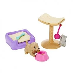 Barbie Doll Pet Theme Accessory Set - Storytelling Adventure Series ~ Pair With Dollhouse Or Stand Alone Play ~ Puppy, Kitten, Scratching Post, Dog Bed, Toys And More Mattel