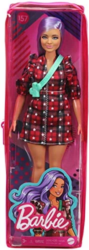 Barbie Fashionistas Doll #157, Curvy With Lavender Hair Wearing Red Plaid Dress, White Cowboy Boots & Teal Cross-Body Cactus Bag, Toy For Kids 3 To 8 Years Old 5 Barbie Fashionistas Doll #157, Curvy With Lavender Hair Wearing Red Plaid Dress, White Cowboy Boots & Teal Cross-Body Cactus Bag, Toy For Kids 3 To 8 Years Old