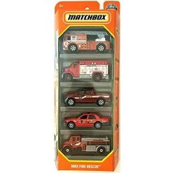 Matchbox MBX Fire Rescue 5 Pack 1:64 Scale Flame Tamer, Ambulance, Police Interceptor