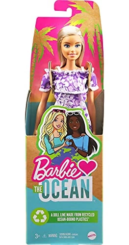 Mattel Barbie Loves The Ocean Beach-Themed Doll (11.5-inch Blonde), Made From Recycled Plastics, Wearing Fashion & Accessories, Gift For 3 To 7 Year Olds 6 Mattel Barbie Loves The Ocean Beach-Themed Doll (11.5-inch Blonde), Made From Recycled Plastics, Wearing Fashion & Accessories, Gift For 3 To 7 Year Olds