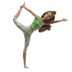 Barbie Made To Move Doll With 22 Flexible Joints Long Wavy Brunette Hair Wearing Athleisure-Wear