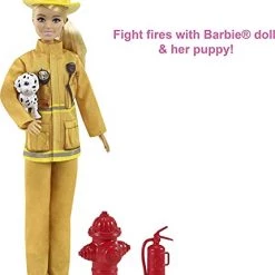 Barbie Firefighter Playset With Blonde Doll (12-in), Role-Play Clothing & Accessories: Extinguisher, Megaphone, Hydrant, Dalmatian Puppy, Great Gift For Ages 3 Years Old & Up