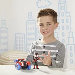 Marvel Spidey And His Amazing Friends Miles Morales Action Figure And Techno-Racer Vehicle, For Kids Ages 3 And Up
