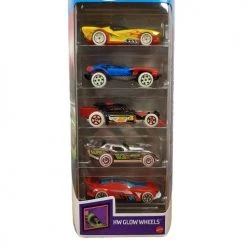 Hot Wheels Diecast Glow Wheels 5-Pack (Street Shakers, Dune-A-Soar, Aristo Rat, Maximum Leeway, Gazella R) Mattel