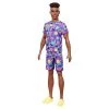 Barbie Ken Fashionistas Doll #162, Purple Graphic Top And Shorts Mattel