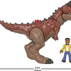 Imaginext Fisher-Price Jurassic World Camp Cretaceous Carnotaurus Toro Dinosaur & Darius Figure Set For Preschool Kids Ages 3-8 Years