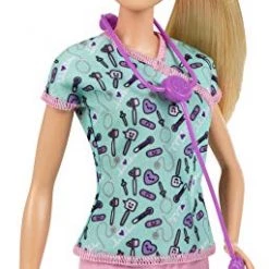 Barbie Nurse Blonde Doll (12-In/30.40-cm) With Scrubs Featuring A Medical Tool Print Top & Pink Pants, White Shoes & Stethoscopeaccessory, Great Gift For Ages 3 Years Old & Up 6 Barbie Nurse Blonde Doll (12-In/30.40-cm) With Scrubs Featuring A Medical Tool Print Top & Pink Pants, White Shoes & Stethoscopeaccessory, Great Gift For Ages 3 Years Old & Up