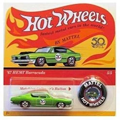 Hot Wheels 2018 50th Anniversary Originals 5/5 - '67 HEMI Barracuda (Green) With Button