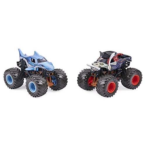 Monster Jam Color Change Megalodon Vs Pirate's Curse - 1:64 Scale Double Pack Spin Master 2 Monster Jam Color Change Megalodon Vs Pirate's Curse - 1:64 Scale Double Pack Spin Master