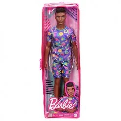 Barbie Ken Fashionistas Doll #162, Purple Graphic Top And Shorts Mattel