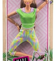 Barbie Made To Move Doll With 22 Flexible Joints Long Wavy Brunette Hair Wearing Athleisure-Wear