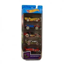 Hot Wheels Diecast Glow Wheels 5-Pack (Street Shakers, Dune-A-Soar, Aristo Rat, Maximum Leeway, Gazella R) Mattel