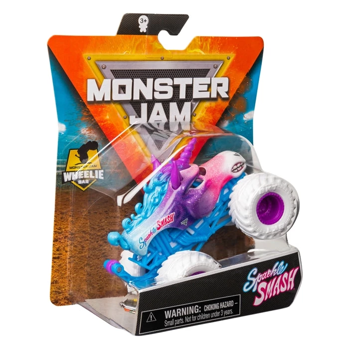 Monster Jam Sparkle Smash With Wheelie Bar 1:64 Scale Truck, Crazy Creatures Series 19 4 Monster Jam Sparkle Smash With Wheelie Bar 1:64 Scale Truck, Crazy Creatures Series 19