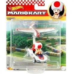 DieCast Mattel Hot Wheels Mario Kart Toad P-Wing + Plane Glider