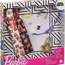 Barbie Storytelling Fashion Pack Of Doll Clothes Inspired By Super Mario: Hoodie Dress & 6 Accessories Dolls, Gift For 3 To 8 Year Olds