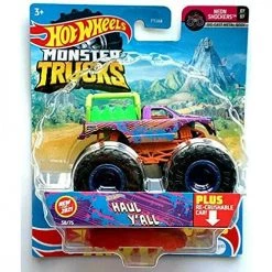 Hot Wheels Monster Trucks Haul Y'all, Re-Crushable 58/75 (1:64 Scale) Purple Riding Truck