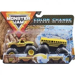 Monster Jam 2021 Color Change 2-pack El Toro Loco Yellow Vs Higher Education School Bus 1:64 Scale Die-Cast Monster Trucks