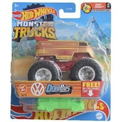 Hot Wheels Monster Trucks 2021 #29/75, Paint Crush Series #1/5, Volkswagen Drag Bus (Gold) With Re-Crushable Car