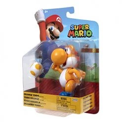 SUPER MARIO Action Figure 4 Inch Orange Yoshi Collectible Toy With Egg Accessory