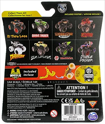 Monster Jam 2021 Spin Master 1:64 Diecast Monster Truck With Wheelie Bar: Elementals Trucks Earth Shaker 2 Monster Jam 2021 Spin Master 1:64 Diecast Monster Truck With Wheelie Bar: Elementals Trucks Earth Shaker