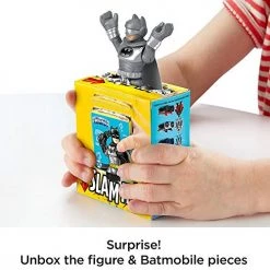 Imaginext DC Super Friends Slammers Vehicle & Mystery Figure Sets - GNN49 - Unopened Identified Blind Box ~ Batman Metallic And Batmobile ~ Series 1