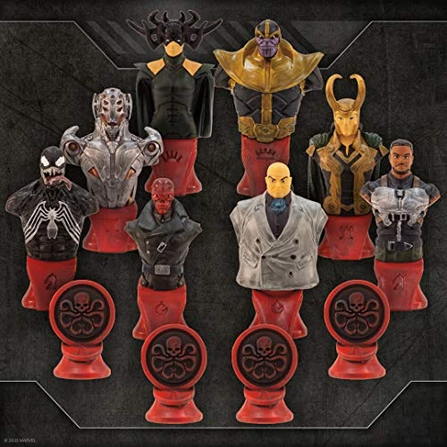 USAOPOLY Marvel Collector's Chess Set | Custom Sculpted Chess Pieces Marvel Superheros & Villains | Iron Man & Thanos As King | Captain Marvel & Hella As Queen | Officially Licensed Marvel Chess Set 7 USAOPOLY Marvel Collector's Chess Set | Custom Sculpted Chess Pieces Marvel Superheros & Villains | Iron Man & Thanos As King | Captain Marvel & Hella As Queen | Officially Licensed Marvel Chess Set