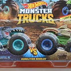 Mattel Hot Wheels Monster Trucks Demolition Doubles MEGA WREX Vs Leopard Shark 1:64