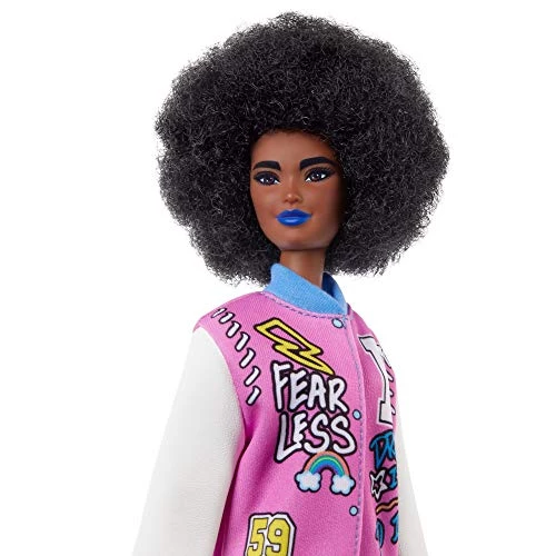Barbie Fashionistas Doll #156 With Curly Brunette Hair And Letterman Jacket, Toy For Kids 3 To 8 Years Old 3 Barbie Fashionistas Doll #156 With Curly Brunette Hair And Letterman Jacket, Toy For Kids 3 To 8 Years Old