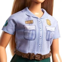 Barbie 12-in/30.40-cm Blonde Curvy Park Ranger Doll With Ranger Outfit Including Denim Shirt, Green Khaki Shorts, Brown Belt, Brown Boots & Straw Hat; For Ages 3 Years Old & Up
