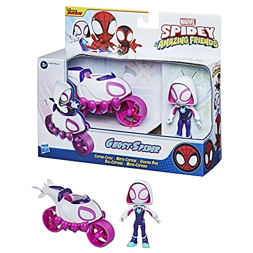 Marvel Spidey And His Amazing Friends Ghost-Spider Action Figure And Copter-Cycle Vehicle, For Kids Ages 3 And Up 3 Marvel Spidey And His Amazing Friends Ghost-Spider Action Figure And Copter-Cycle Vehicle, For Kids Ages 3 And Up
