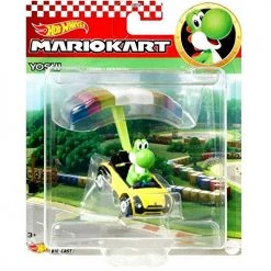 Hot Wheels Mario Kart Yoshi (Green) Sports Coupe + Parafoil