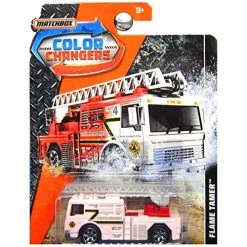 Toy Choo Choo Matchbox Color Changers Flame Tamer Fire Engine Truck With Ladder Changes From White To Red Mattel