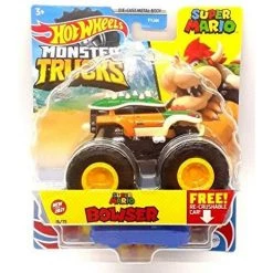 Hot Wheels Monster Trucks 2021 #16/75 Super Mario Bowser With Re-Crushable Car Mattel